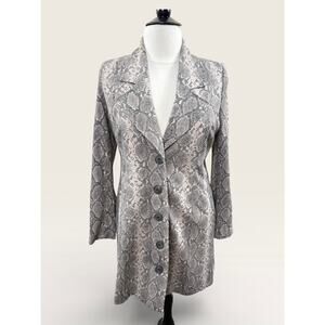 CAbi Snakeskin Jacket with Wide Lapel and Front Pockets, Size L